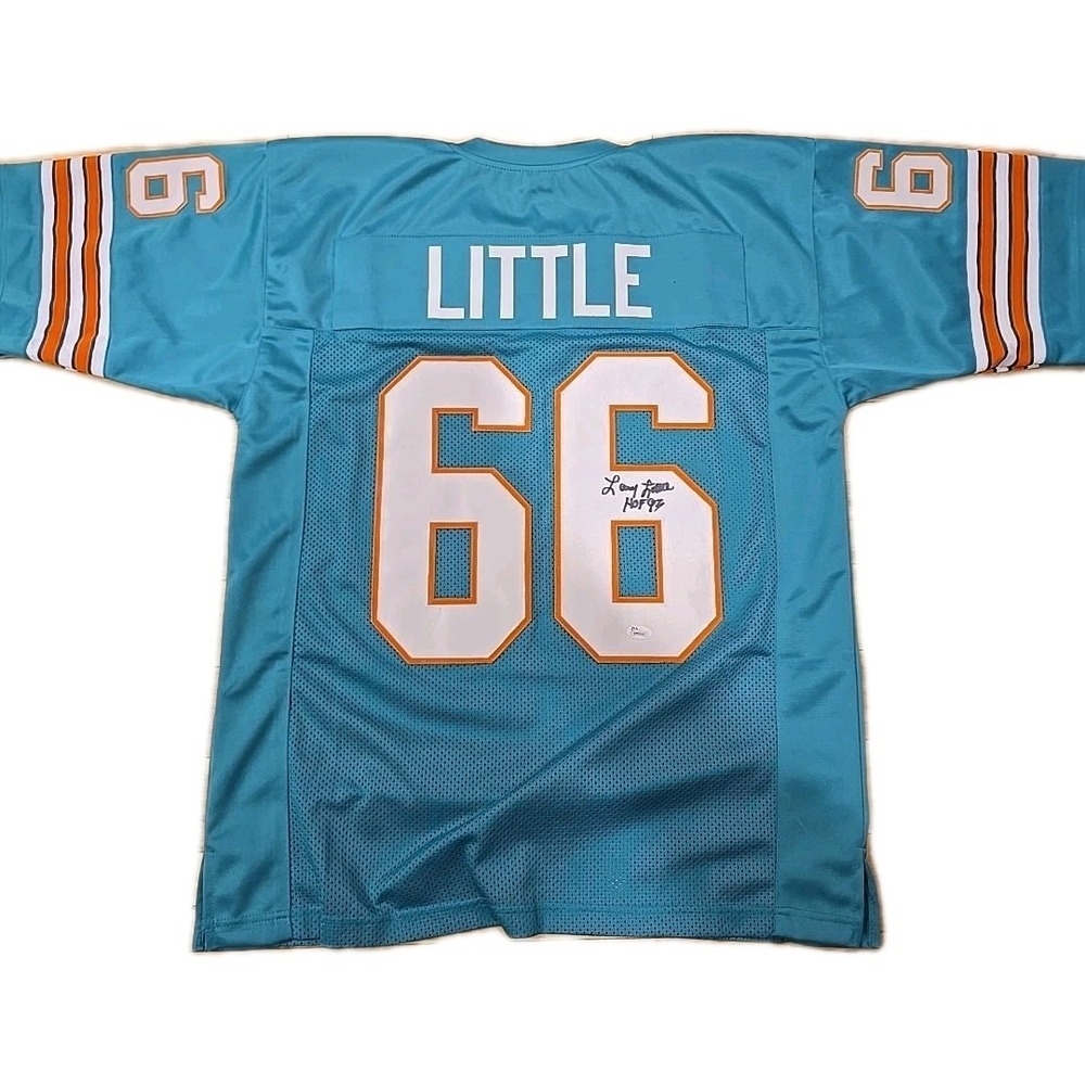 Larry Little autographed Miami Dolphins teal jersey HOF 93 JSA